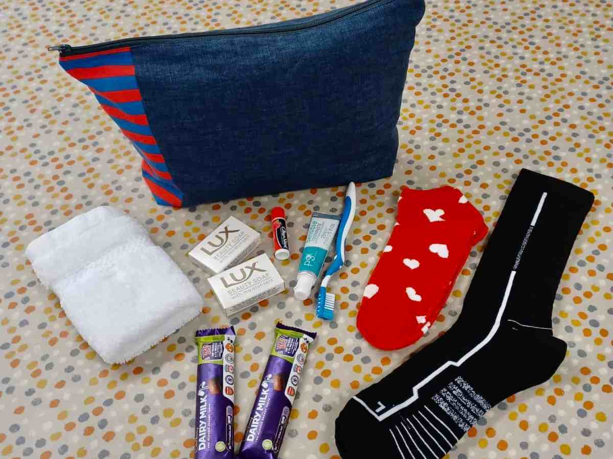Photo of toiletry bag and essential items